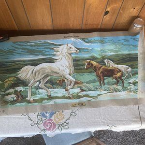 Vtg Royal Paris NEEDLEPOINT CANVAS only L winter 78Steiner Freres NEW France NOS